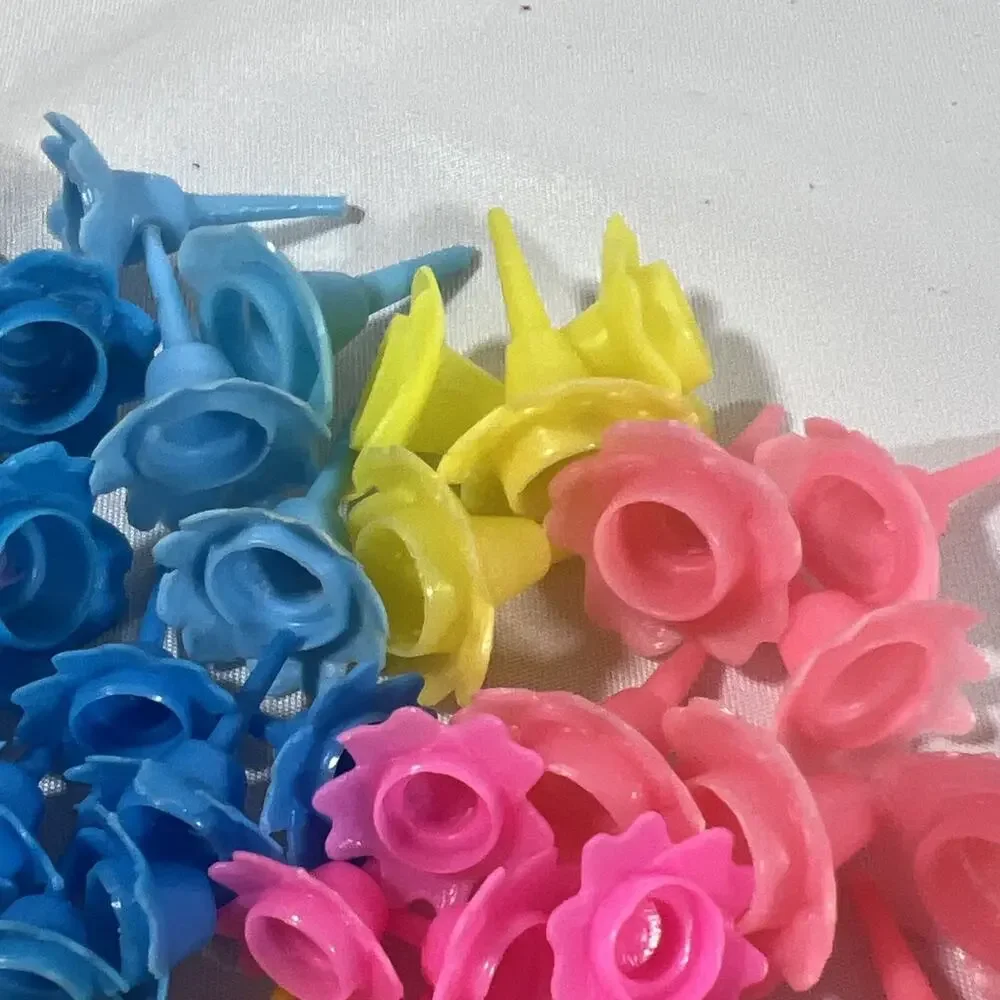 Vintage Cake Candle Holders Petal Flowers Multicolor Pink Blue Yellow Green 90+